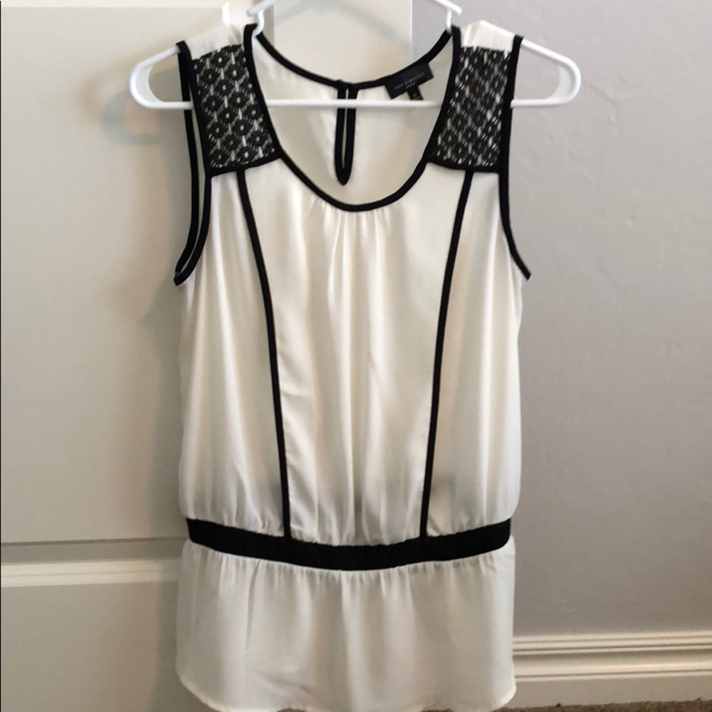 Cream and black blouse
